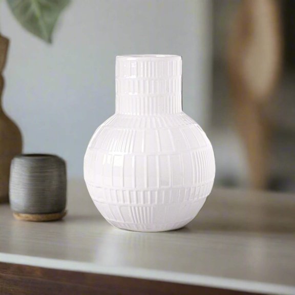 Jemsa Embossed Lattice Ceramic Vase
