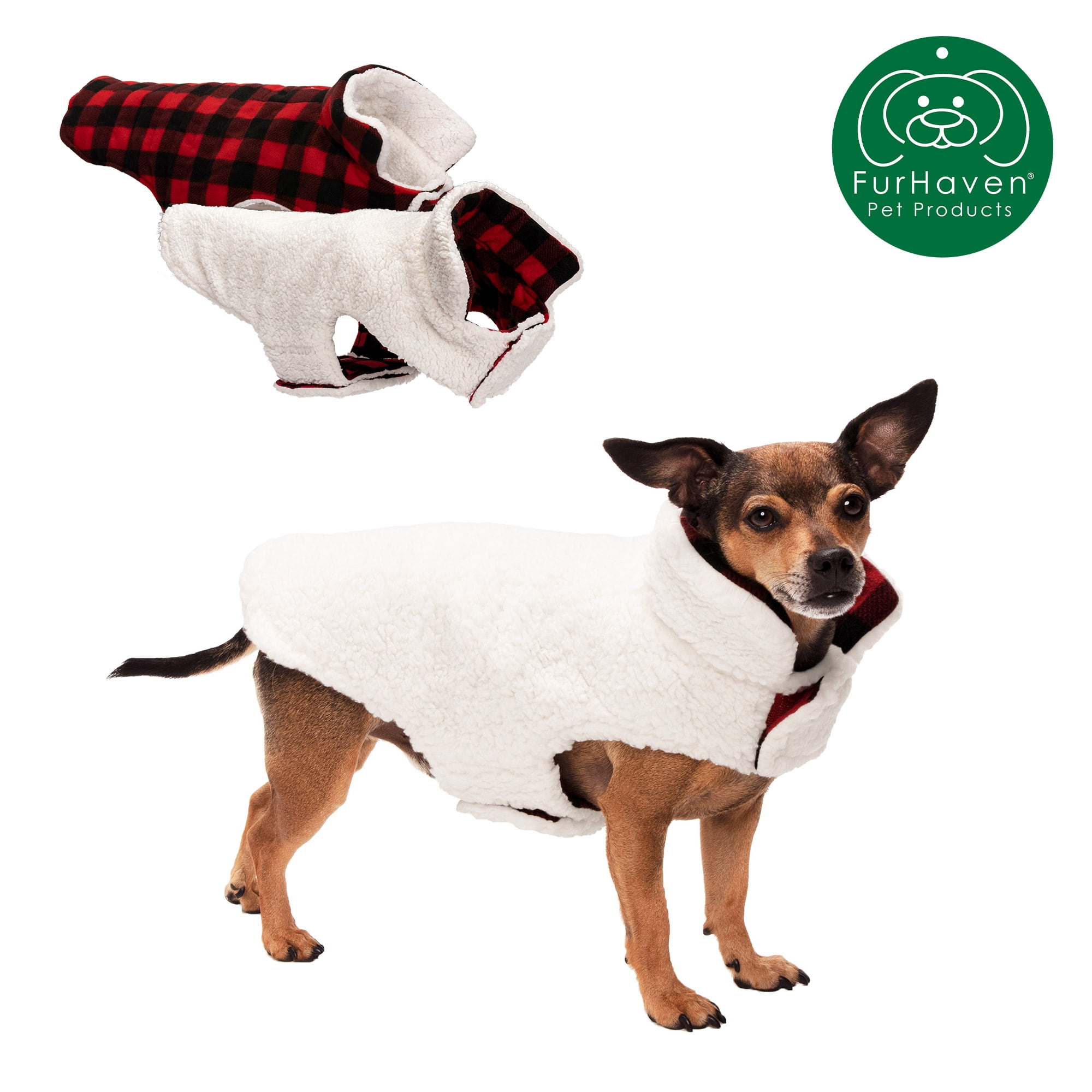 DOG-FIGHIT,ベトジャン　サイズL〜LL FurHaven Flex-Fit Winter Reversible Sherpa & Plaid Dog Coat