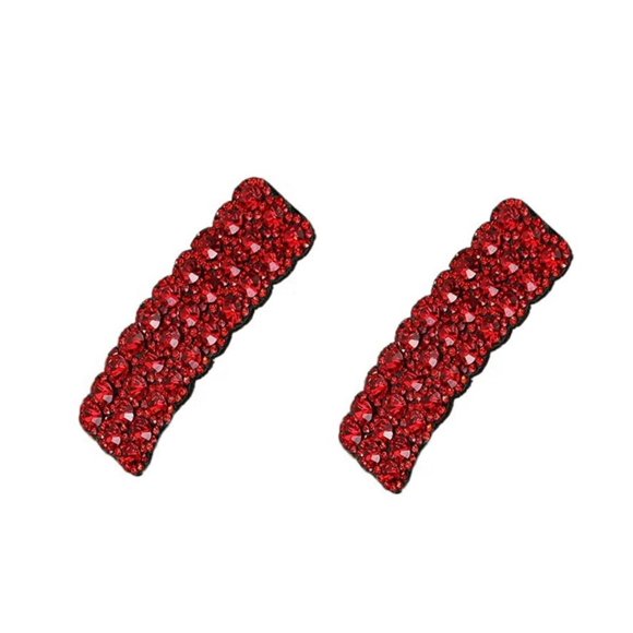 Xinjincang 2 pinzas para el pelo de estilo coreano con diamantes de imitación rojos, horquillas rectangulares, horquillas de lujo brillantes, pinzas para el pelo con diamantes de imitación para boda,