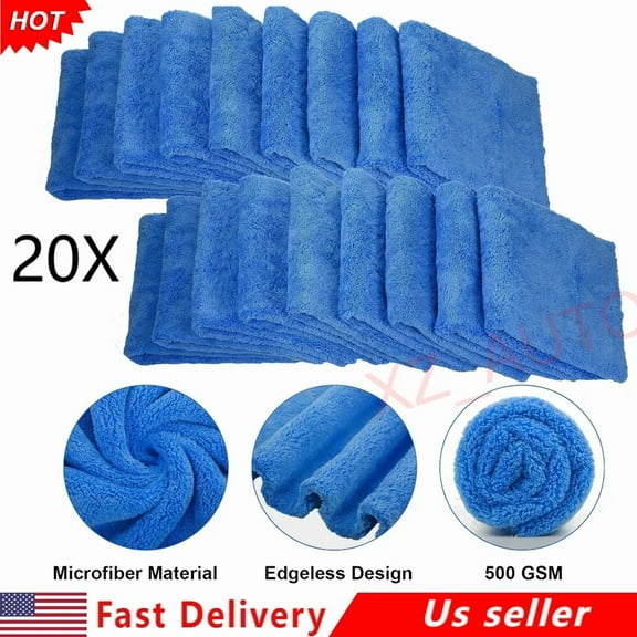 20Pcs Microfiber Cleaning Cloth Towel Rag Polishing Detailing For Wash Car Home