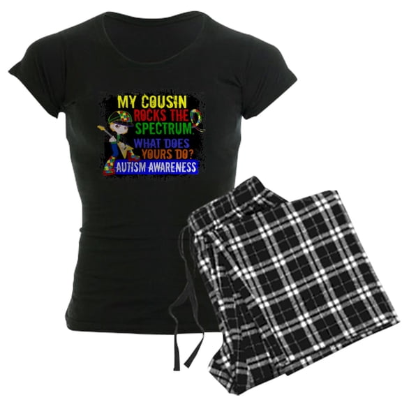 CafePress - Rocks Spectrum Autism Women's Dark Pajamas - Women's Short Sleeve Print T-Shirt and Pants Dark Cotton Pajama Set
