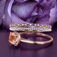 thumbnail image 3 of Dazzling Halo 2.55 Carat Cushion Cut Morganite And Diamond Moissanite Engagement Ring, Wedding Ring, Two Matching Band in 10k Solid Rose Gold Shank, Gift For Her, Promise Ring, Anniversary Ring, 3 of 3