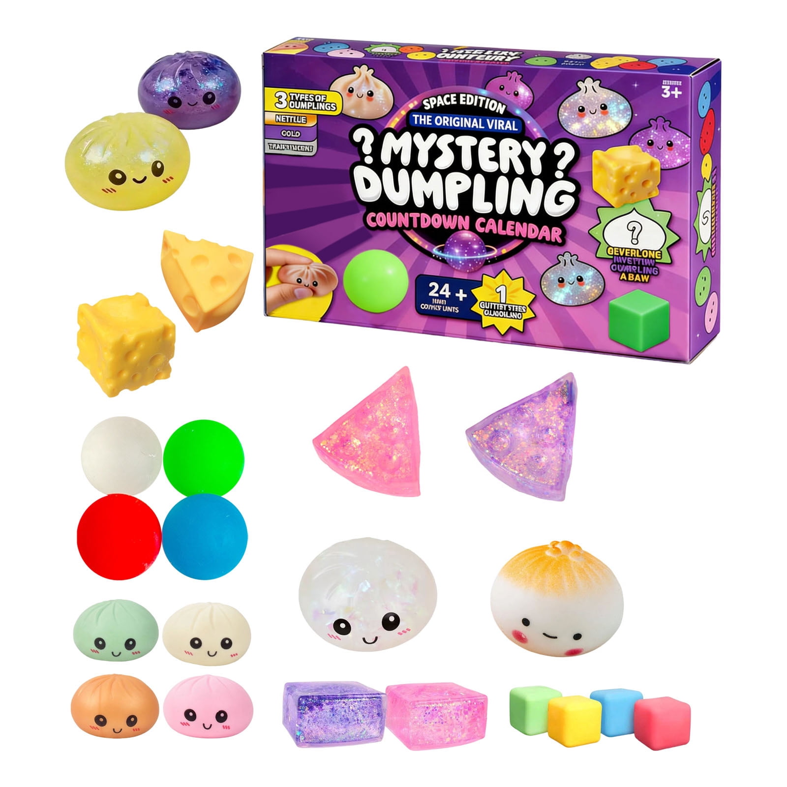 Mystery Dumpling Advent Calendar, 24-Day Countdown Calendar Squishies Toys, Stress Relief & Sensory Fidget Gifts