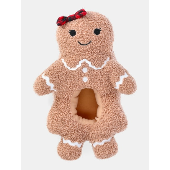 Holiday Time Boys and Girls Plush Gingerbread Slippers