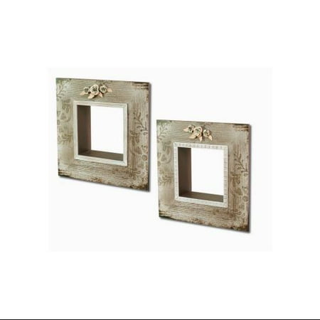 Set of 2 Renaissance Ivory Floral Shadow Box Picture Frames 15.5"