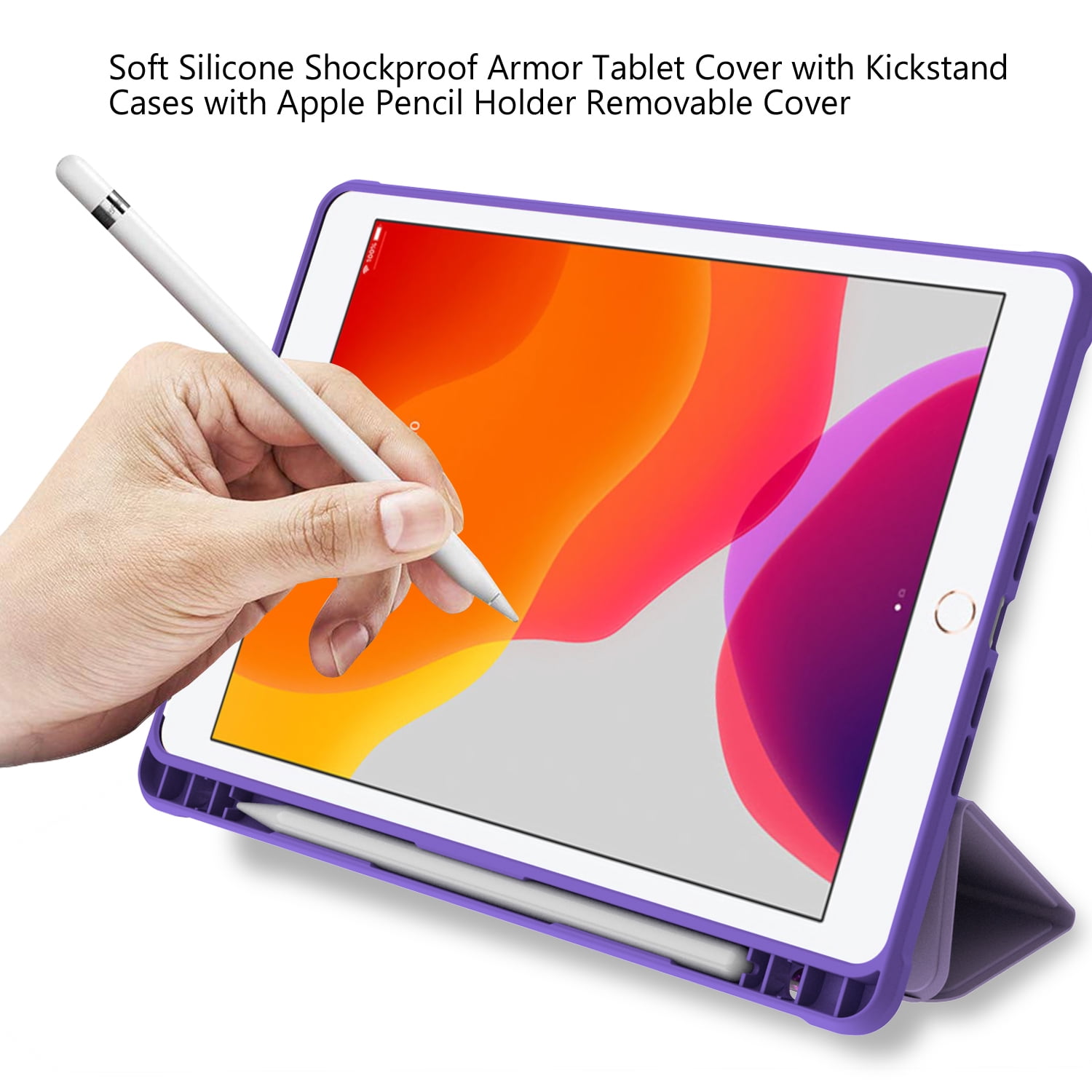 Allytech iPad Case 9th 8th 7th Generation, iPad 10.2 Case 2021/2020/2019, Trifold Stand Bling Glitter Sparkly Shockproof Protective Case Cover Shell for Apple iPa 10.2-inch 9th 8th 7th Gen Lightpurple