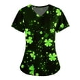 thumbnail image 4 of lcziwo Womens Scrub Tops 2025 St Patricks Day Clover Print Tees V Neck Short Sleeve Medical Nursing Working Uniform Casual Holiday Outfits Multicolor M Birthday Gifts, 4 of 5