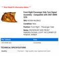 thumbnail image 2 of Front Right Passenger Side Turn Signal Assembly - Compatible with 2001 BMW 325i, 2 of 2