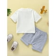 thumbnail image 3 of Bagilaanoe 2pcs Toddler Baby Boy Short Pants Set Letters Print Short Sleeve T-Shirt Tops + Shorts 6M 12M 18M 24M 3T Kids Casual Summer Outfits, 3 of 9
