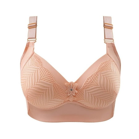 

Odeerbi Plus Size Bras for Women Slim Adjustment Chest Shape Underwear No Rims Beige