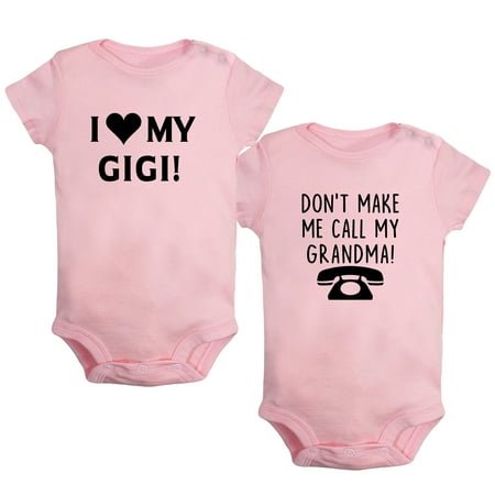 

iDzn Pack of 2 I Love My Gigi & Don t Make Me Call My Grandma Funny Rompers For Babies Newborn Baby Unisex Bodysuits Infant Jumpsuits Toddler 0-24 Months Kids One-Piece Oufits