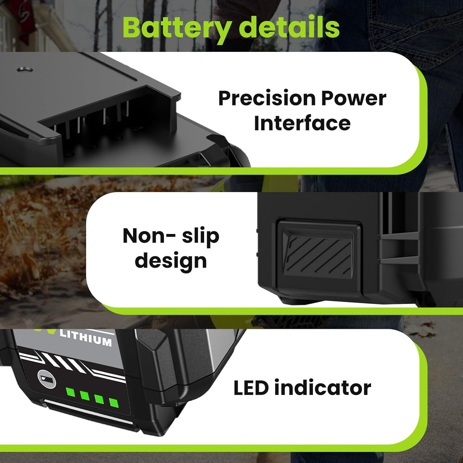 40v 6000mAh Replacement for Ryobi 40V Battery 6.0Ah Compatible with Ryobi 40 Volt Battery OP4040 OP40401 OP4026 OP40261 OP4050 OP40201 OP40601 Compatible with 40V Cordless Power Tools (Green)