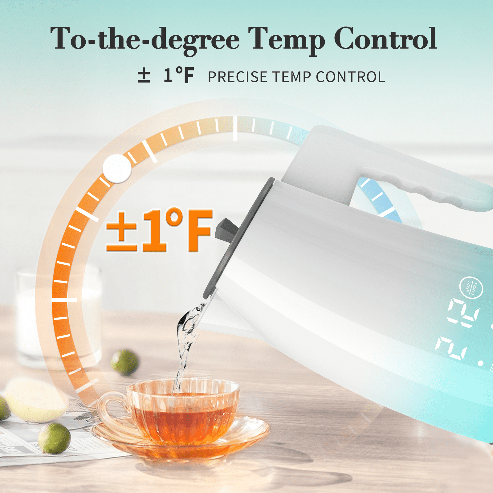 Electric Kettle Temperature Control, 304 Stainless Steel Interior, BPA-Free, Double Wall 1.25L Hot Water Boiler, 1200W Tea Kettle with Auto Shut-Off & Boil Dry Protection, Cordless Base（KCK02F）