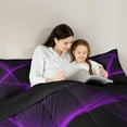 thumbnail image 5 of Manfei Geometric Stripes Lines Full Size Comforter Sets,Minimalism Geometric Ribbon Bedding Comforter Set,Neon Purple Black Bedding Sets For Boys Teens,Ultra Soft Room Decorative Reversible,3 Pieces, 5 of 8