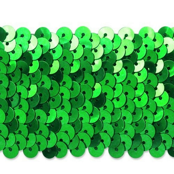 Trims By The Yard 5-Row Metallic Stretch Sequin Trim 1 3/4-Inch Versatile Sequins for Crafts Durable Sequin Trim for Costumes Fashion and Home Decor 10-Yard Cut Green