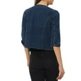 thumbnail image 3 of Unique Bargains Women's Jean Collarless 3/4 Sleeve Denim Jackets XS Dark Blue, 3 of 6