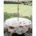 thumbnail image 3 of Outdoor Tablecloth with Umbrella Hole Zipper Red Poppy Flower Round Tablecloth 54" Waterproof Outside Table Cloth Garden Floral Botanical Painting Patio Table Cover Tablecloths for Picnic Party, 3 of 8