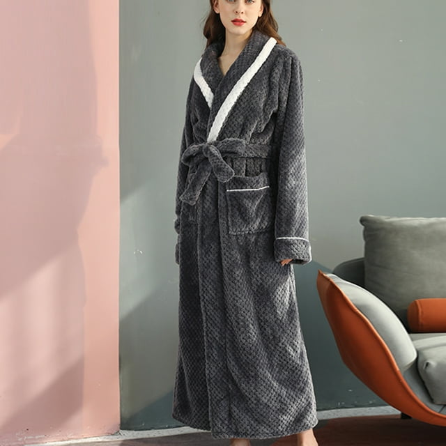 Gift TIMIFIS Mens Womens Robe Soft Plush Fleece Hooded Bathrobe, Full Length Long Warm Lounge Robe Spa Bath Robe with Hood pring/Summer