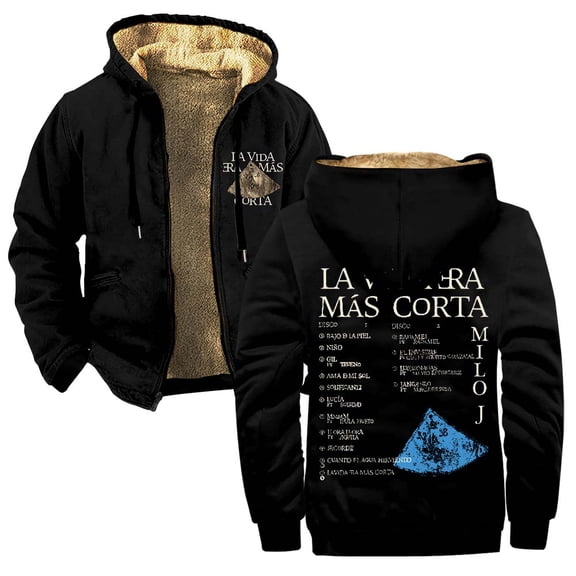Milo J La Vida Era Mas Corta Merch Zipper Hoodies Women Men Jacket Parkas Long Sleeve Fashion Streetwear Coat