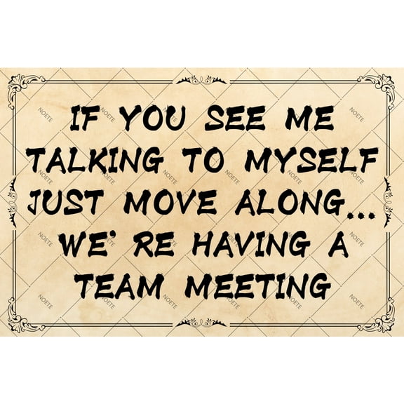 Noete Office Cubicle Decor Funny Bunny Tin Sign "If You See Me Talking to Myself, We're Having a Team Meeting" Rustic Wall Art for Office, Home, Classroom 12x16 Inch