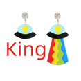 thumbnail image 2 of Pendientes personalizados europeos y americanos acrílicos para mujer, barra de discoteca, divertidos y exagerados, pendientes con forma de nave espacial OVNI y extraterrestre, 2 of 5