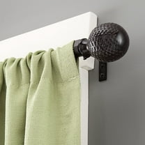 Kenney Woven Ball Standard Decorative Curtain Rod - Adjustable Metal, Hardware Included - 48-86", Weathered Brown