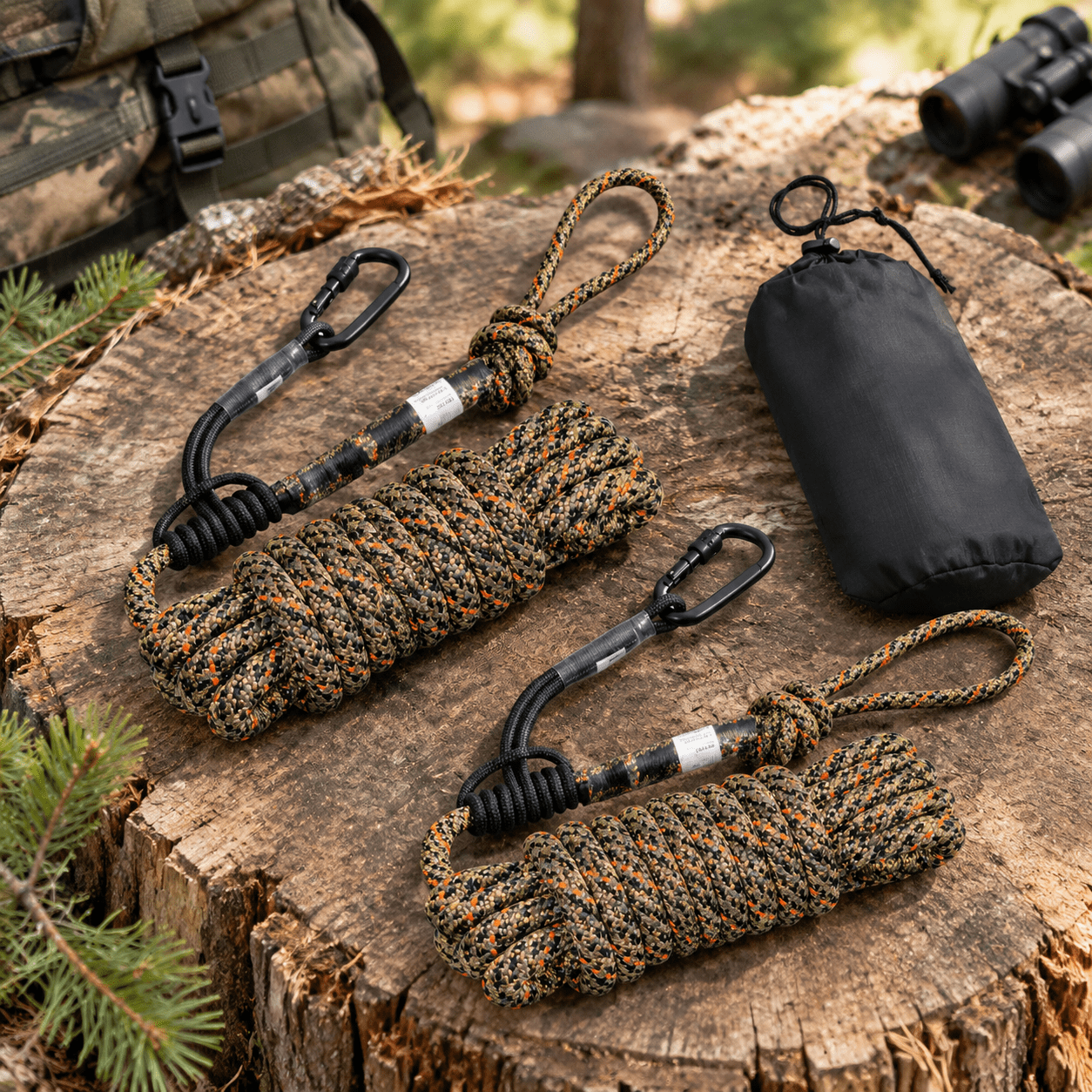 10FT -Pack of 3 Treestand Safety Rope with Prusik Loop Lineman Safety System