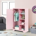 thumbnail image 3 of UBesGoo Kid's Wardrobe, Bedroom Storage Cabinet, Side Cabinet with Single Door and Four Shelves, Pink, 3 of 8