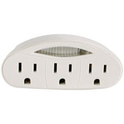 Hyper Tough 3 Grounded Outlet Night Light Indoor White Tap, 15 Amps