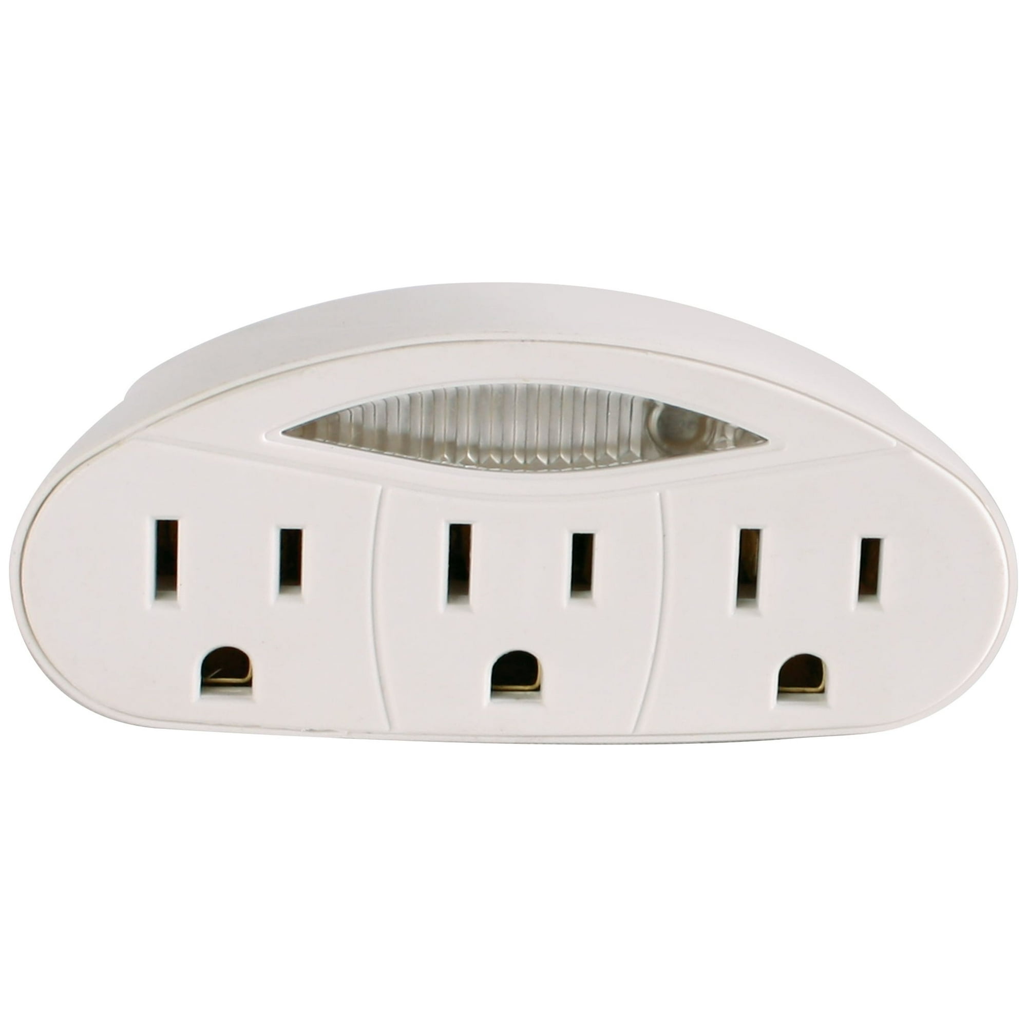 Hyper Tough 3-Outlet Grounded Indoor White Tap with Night Light, 15 Amps