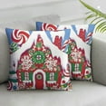 thumbnail image 3 of Christmas Joy Candy Gingerbread Theme Pillow Cover Set Supplies for Bed Home and Outdoor Car Sofa Living Room Christmas Decorations Square Pillowcase, 3 of 7