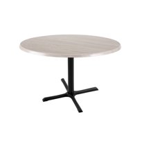 Indoor/Outdoor 30" Tall OD211 Black Table Base with 30" x 30" Foot and 36" Diameter Indoor/Outdoor White Ash Top by the Holland Bar Stool Co.