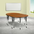thumbnail image 2 of Flash Furniture Emmy 3 Piece Mobile 76" Oval Wave Flexible Oak Thermal Laminate Activity Table Set-Standard Height Adjustable Legs, 2 of 14
