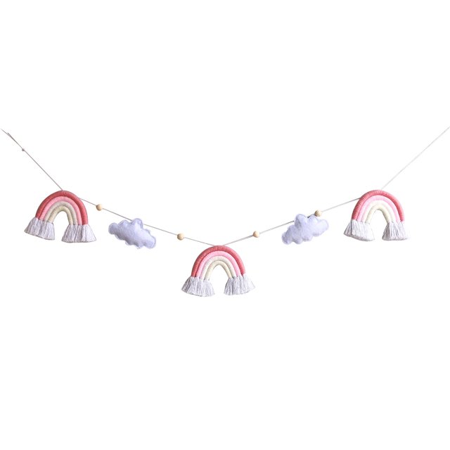 A Mano Manualidades De Bricolaje Nube De Viento Nórdico Decoración De Arco Iris Adornos De Cuerda De Cuentas De Madera Habitación De Los Niños Cuna Tienda Cama Cortina Decoración Advancent HA040742-03
