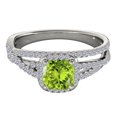 thumbnail image 2 of Mauli Jewels Rings for Women 0.99 Carat Diamond and Cushion Shaped Peridot Ring prong 10K White Gold, 2 of 7