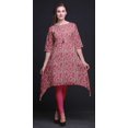 thumbnail image 3 of Bimba Kurti Asymétrique Rose à Imprimé de Feuilles de Nasturtium pour Femmes, Robe d'Été Indienne Tunique Petite, 3 of 6