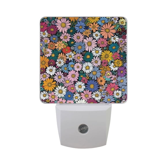 Little Beautiful Daisy Flower Night Light 2 Pack LED Nightlight Plug into Wall Dusk to Dawn Sensor Soft White