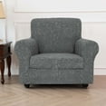 thumbnail image 2 of 1/2/3 Seate Sofa Covers Stretch Knitted Jacquard Sofa Cushion Slipcover For Living Room Furniture Protector With Individual Seat Cushion Covers, Dark Gray, Armchair Covers, 2 of 9