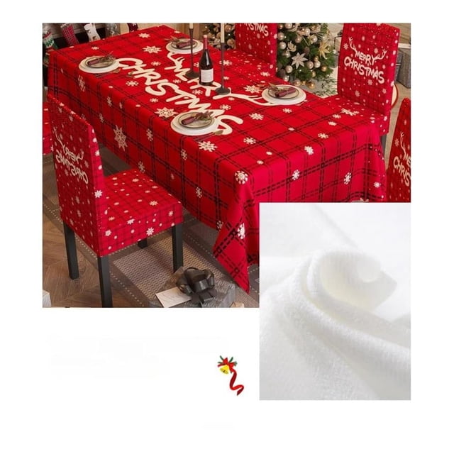 Set of 3 Christmas Tablecloth Chair Covers for Room, Stretch Jacquard Removable and Washable Chair Seat Covers