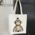 thumbnail image 4 of COMIO  Aqua Sock Monkey Tote Bag Canvas Tote, 4 of 5