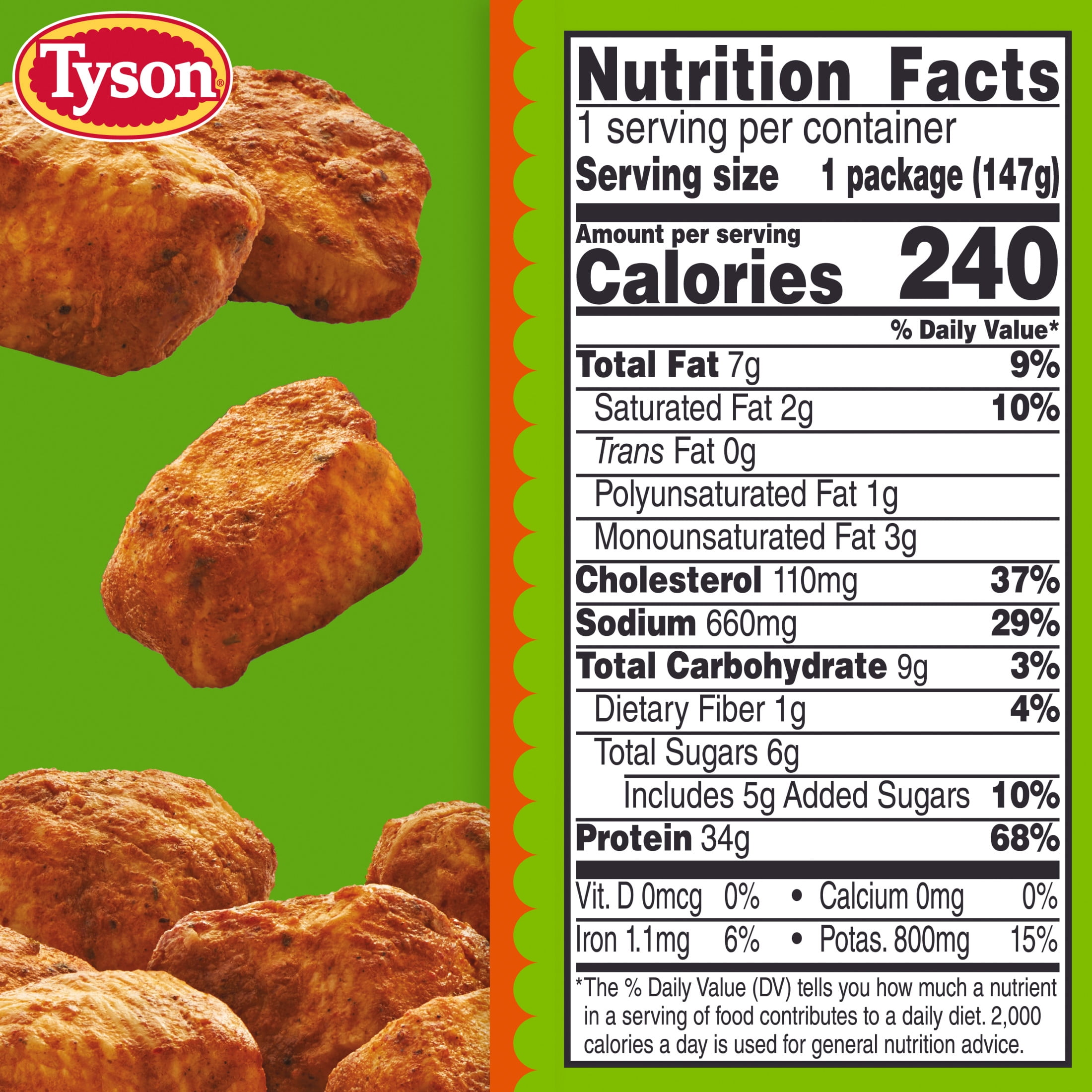 Tyson Chicken Bites, Harissa Style Seasoned Frozen Snacks, Fully Cooked, 5.2 oz Cup