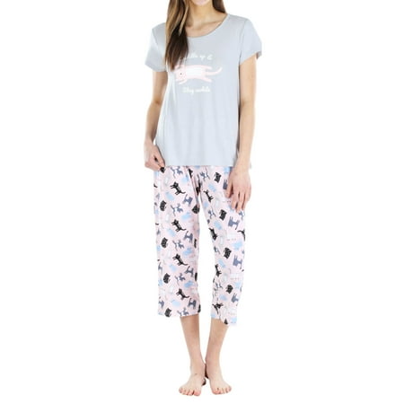 

Sleepyheads Women s Jersey Lightweight Short Sleeve Tee and Capri Pajama Set