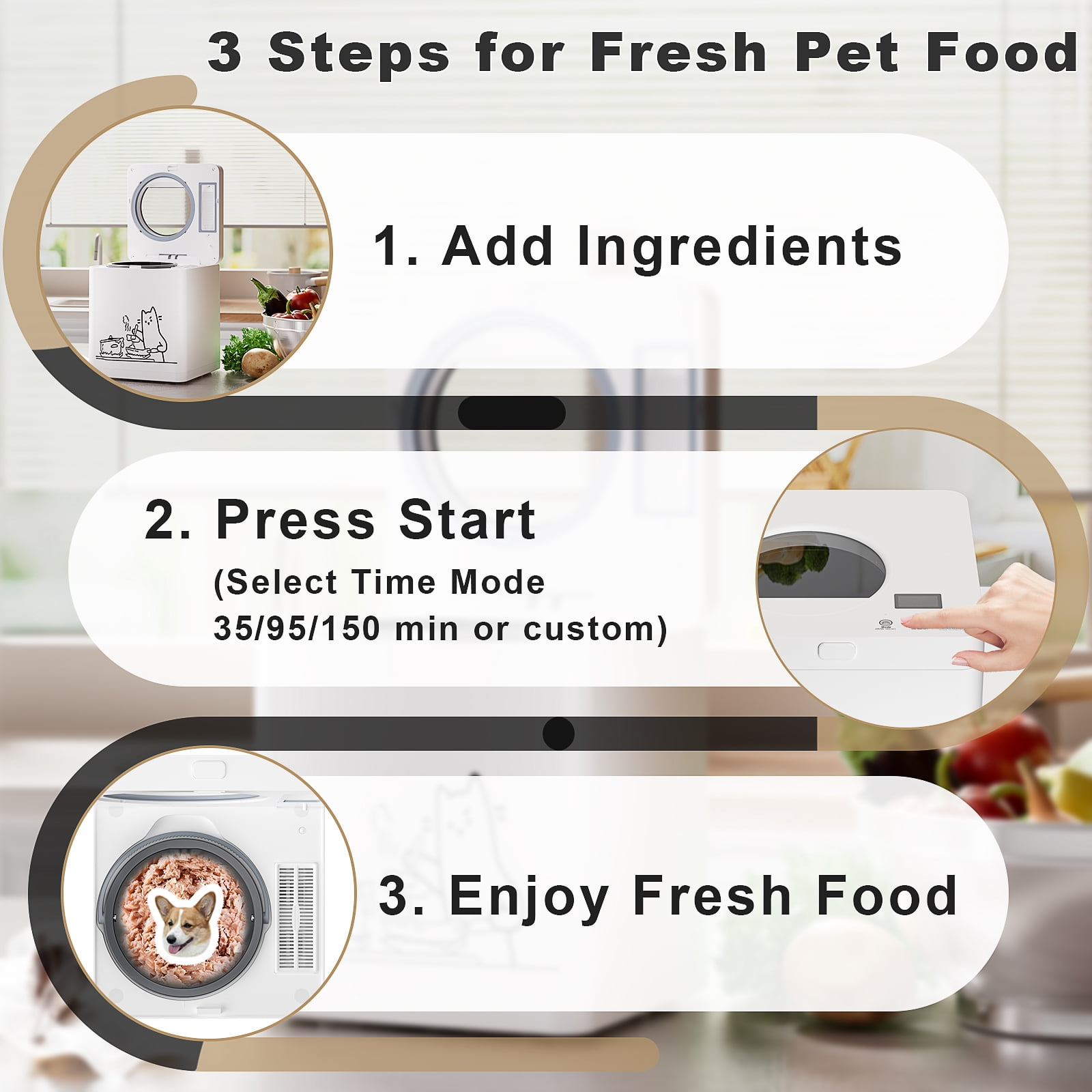 Auto Pet Food Maker – 2.5L All-in-One Food Processor for Dogs & Cats, Silent & Odor-Free, Custom Timer, Self-Cleaning, Safe Design