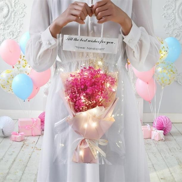 Ramo de flores de jabón | Rosas decorativas perfumadas para la decoración del hogar | Set de regalo con bolso y luces LED