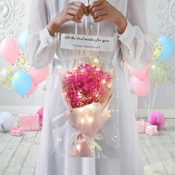 Zhmrfg Valentine's Day Decor Dried Flower Gift Bag Soap Flower Decorative Lights Natural Fragrance Eco-Friendly Material Decor For Gift Packaging Home Bathroom Living Room Valentine's Day Gift