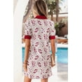 thumbnail image 2 of Women's Red Geometric Floral Mini Dress – Southern Belle Style Collared Shift Dress with Lace Trim, XL, 2 of 9