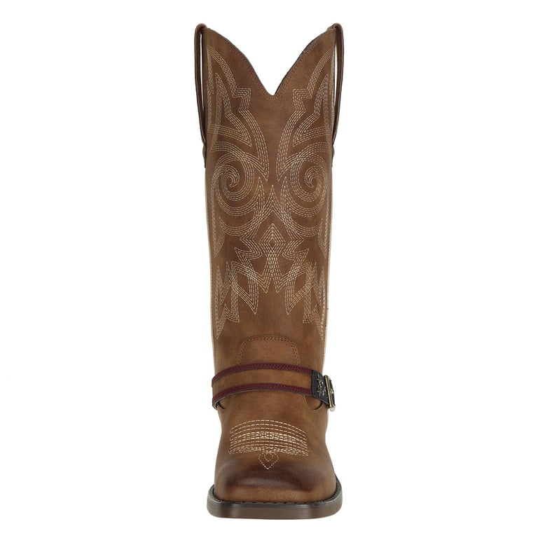 Chocolate And Tan Cowboy Boots Sz 9.5 SheSole Cowboy Boots for Women Cowgirl Boot Mid Calf Square  main image 3