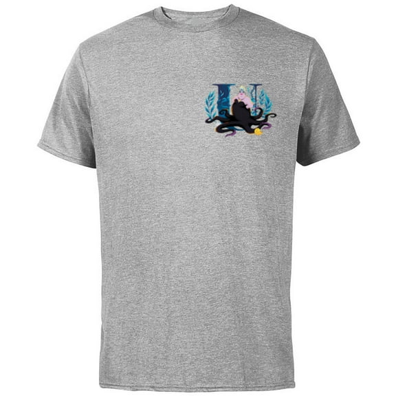 Disney Villains Alphabet Monogram Letter U for Ursula - Short Sleeve Cotton T-Shirt for Adults - Customized-Athletic Heather