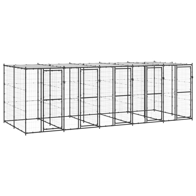 vidaXL Chenil Extérieur pour Chien en Acier avec Toit 12,1 M2
