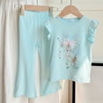thumbnail image 2 of Kogui Baby Girl Summer Outfits Toddler Baby Girl Outfit Short Sleeve Ruffle T-Shirt Pants Set 2pcs Infant Summer Clothes 18 24 Months (Light Blue,18-24 Months), 2 of 6
